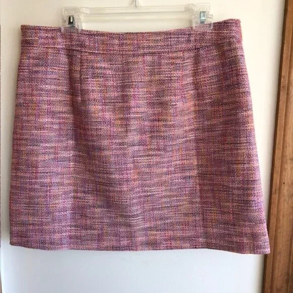 LOFT Pink Tweed A Line Petite Tailored Skirt 12P - Picture 8 of 15